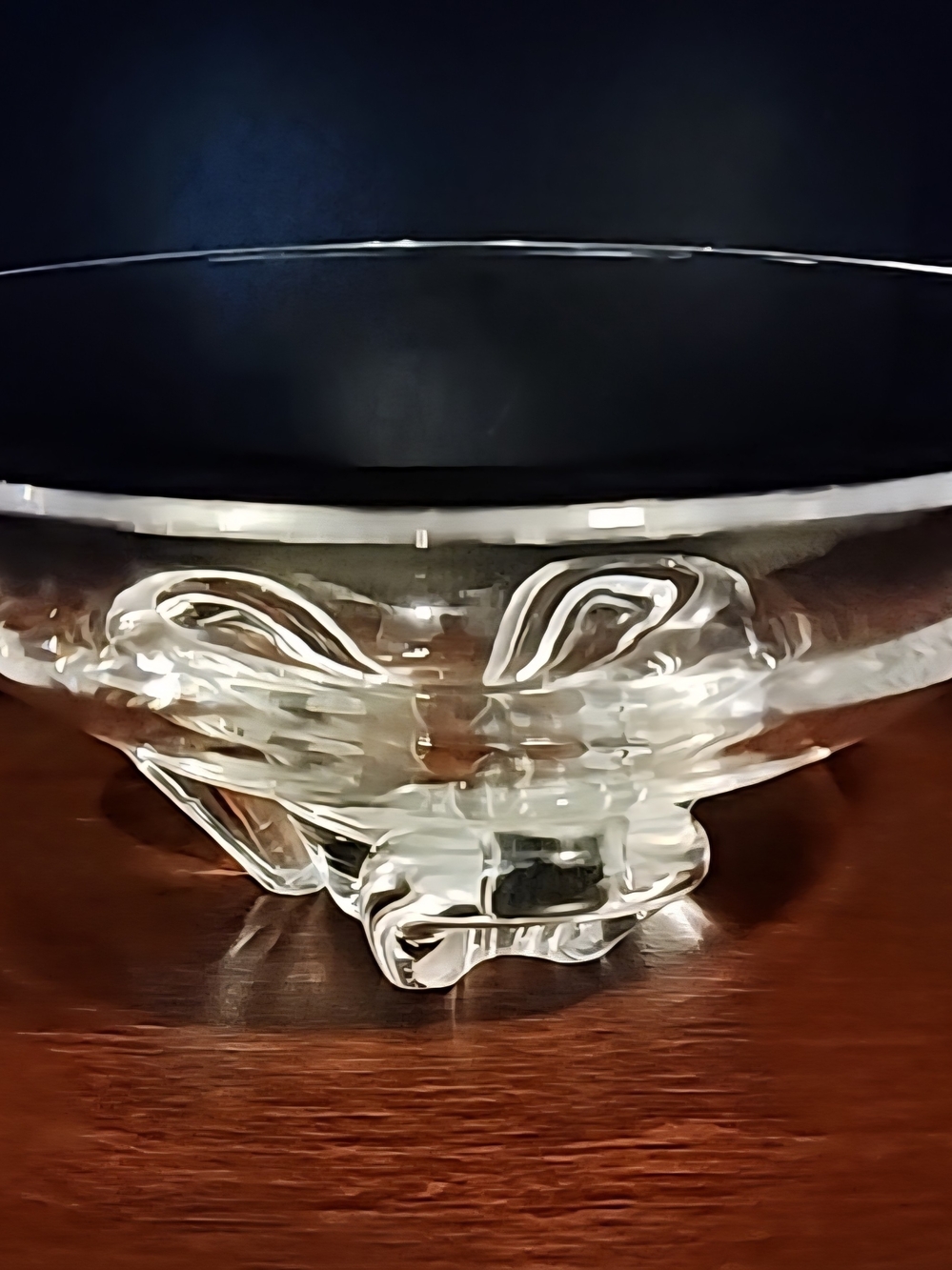 Steuben Crystal Signed Clear Glass Trillium Bowl Sculpted Foot Corning Glass